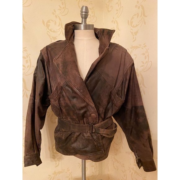 Winlit Vintage Leather Bomber Jacket Small - Picture 1 of 4